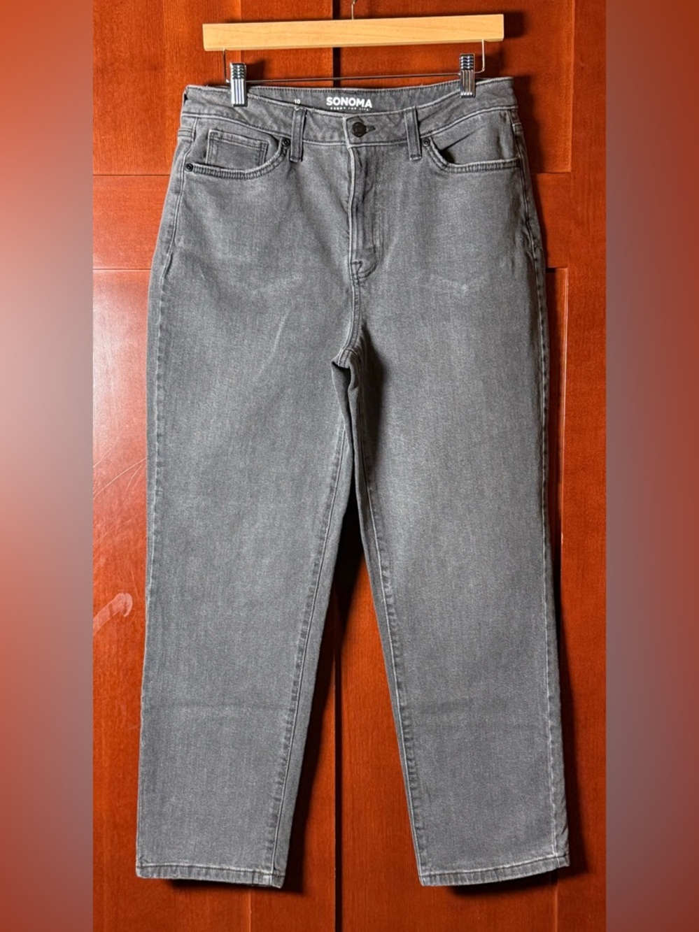 Sonoma Women’s Gray Cotton High-Rise Straight Leg Jeans Size 10